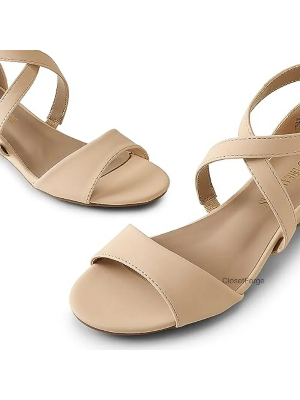 Women's Low Wedge Sandals with Ankle Strap, Open Toe, Faux Suede & Vegan